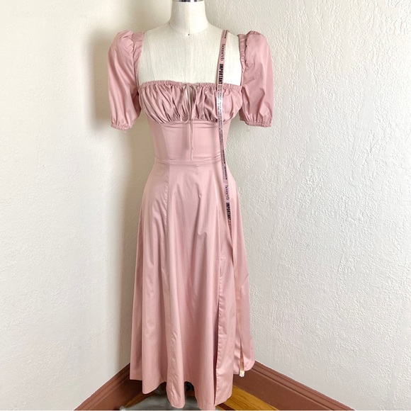 💔SOLD $209 House of CB Tallulah Blush Puff Sleeve Pink Dress - Picture 3 of 12